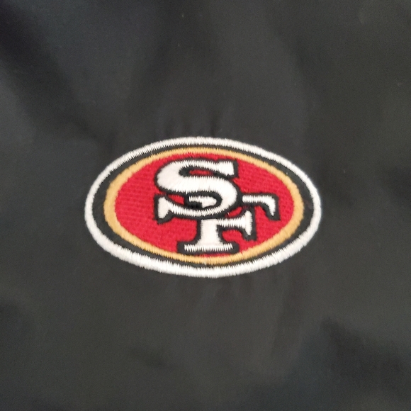 Reebok SAN FRANCISCO 49ERS Windbreaker Jacket XL Black Gray White Y2K Light SI - Picture 3 of 13